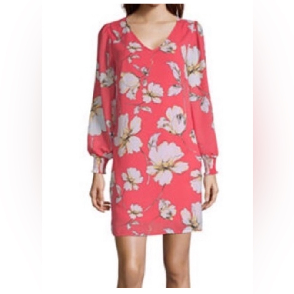 WorthingtonPink Floral Print Dress Small V Neck- New